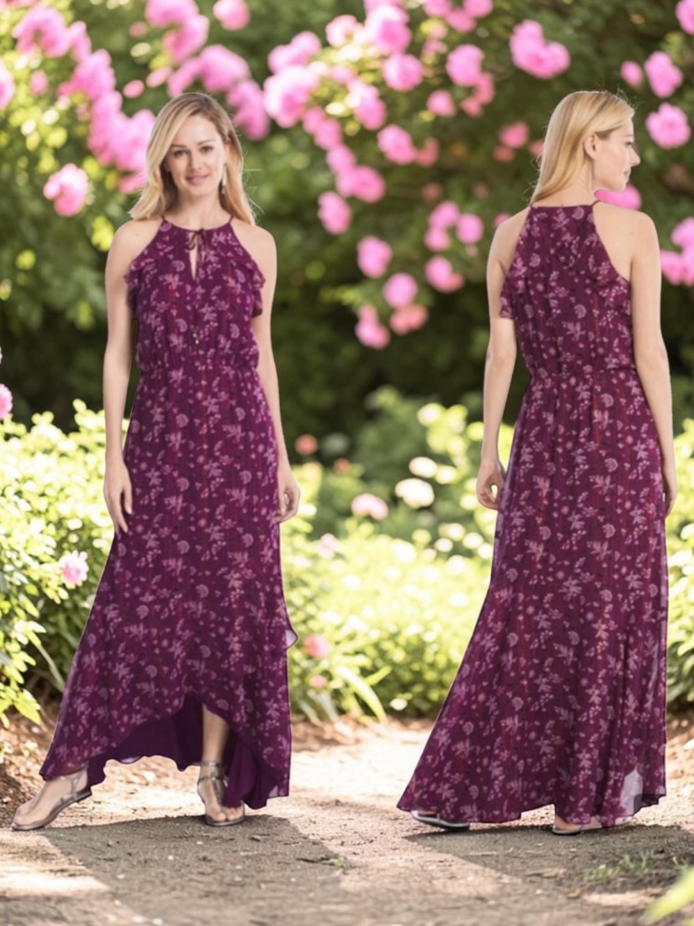 White House Black Market Floral Print Sleeveless Maxi Dress - 6 Regular